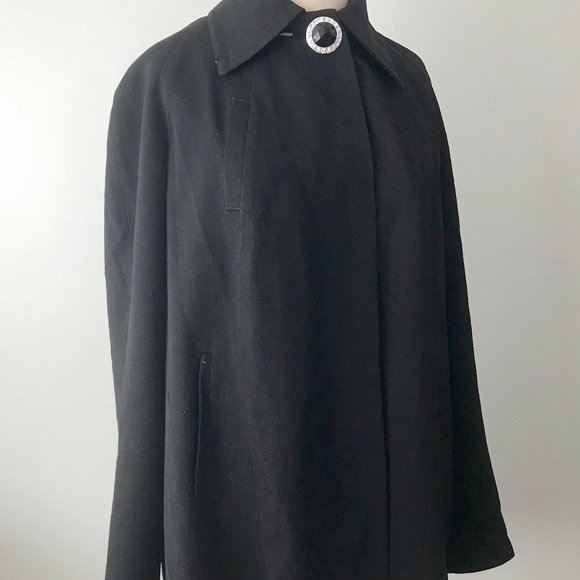 Black Vintage Coat, Retro Black Coat Large - Picture 4 of 7